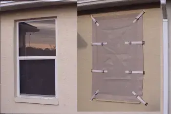 EZMax removable hurricane screen installed over doors in a Florida home