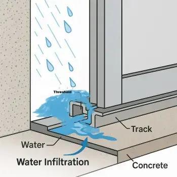 Windswept flooding pushing against protected openings